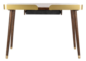 Safavieh Parker 1 Drawer Desk Walnut / Gold Wood/Metal DSK6400A 889048598508