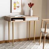 Safavieh Leni Desk in Natural and Brass DSK9003A 889048721234