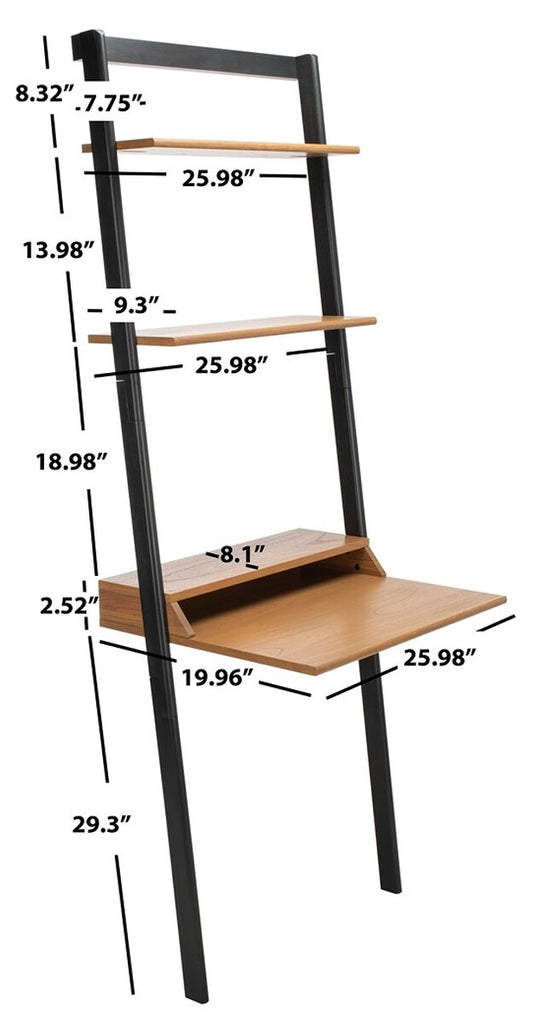 Pamella 2 Shelf Leaning Desk Natural / Charcoal Wood DSK9400C