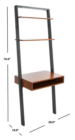 Safavieh Kamy 2 Shelf Leaning Desk Honey Brown / Charcoal DSK9401C