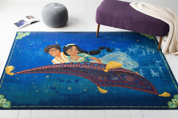 Disney Rugs Aladdin And Jasmine Kids Power Loomed Polyamide Rug Blue / Green