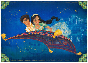 Disney Rugs Aladdin And Jasmine Kids Power Loomed Polyamide Rug Blue / Green