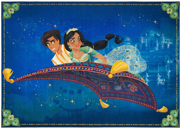Disney Rugs Aladdin And Jasmine Kids Power Loomed Polyamide Rug Blue / Green