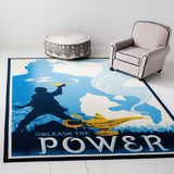 Disney Rugs Genie Of The Lamp Kids Power Loomed Polyamide Rug Blue / Ivory