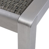 Noble House Cape Coral Outdoor Dining Table - Anodized Aluminum - Wicker Table Top - Square - Silver and Gray - 35"