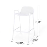 Baltimore Outdoor Modern Iron Barstool, Matte White Noble House