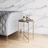 Zuo Modern David Marble, MDF, Iron Modern Commercial Grade Side Table Gray, Gold Marble, MDF, Iron