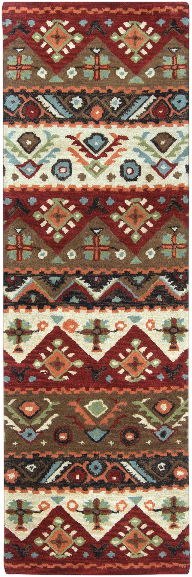 Dream DST-381 Rustic NZ Wool Rug DST381-913 Dark Red, Dark Brown, Beige, Burnt Orange, Black, Dark Green, Denim 100% NZ Wool 9' x 13'