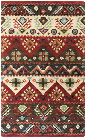 Dream DST-381 Rustic NZ Wool Rug DST381-913 Dark Red, Dark Brown, Beige, Burnt Orange, Black, Dark Green, Denim 100% NZ Wool 9' x 13'