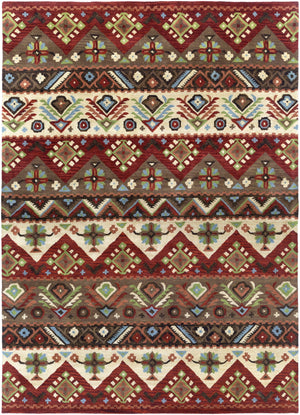 Dream DST-381 Rustic NZ Wool Rug DST381-811 Dark Red, Dark Brown, Beige, Burnt Orange, Black, Dark Green, Denim 100% NZ Wool 8' x 11'