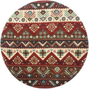 Dream DST-381 Rustic NZ Wool Rug DST381-8RD Dark Red, Dark Brown, Beige, Burnt Orange, Black, Dark Green, Denim 100% NZ Wool 8' Round