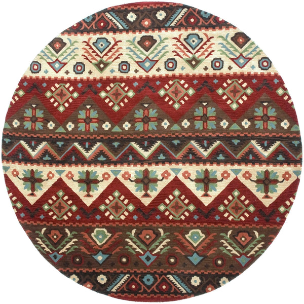 Dream DST-381 Rustic NZ Wool Rug DST381-8RD Dark Red, Dark Brown, Beige, Burnt Orange, Black, Dark Green, Denim 100% NZ Wool 8' Round