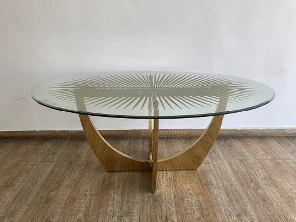 VIG Furniture Modrest Chambers - Glass & Gold Dining Table VGGM-DT-DOLORES-DT VGGM-DT-DOLORES-DT