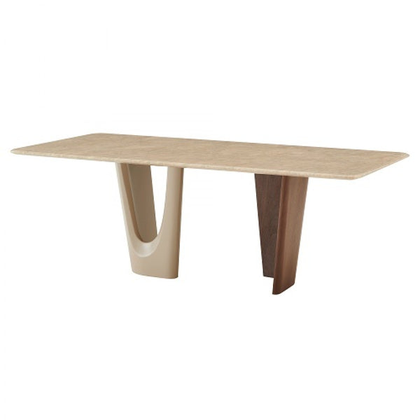 VIG Furniture Modrest Brianna - Contemporary Marble and Cream/Walnut Dining Table VGCS-DT-21076 VGCS-DT-21076