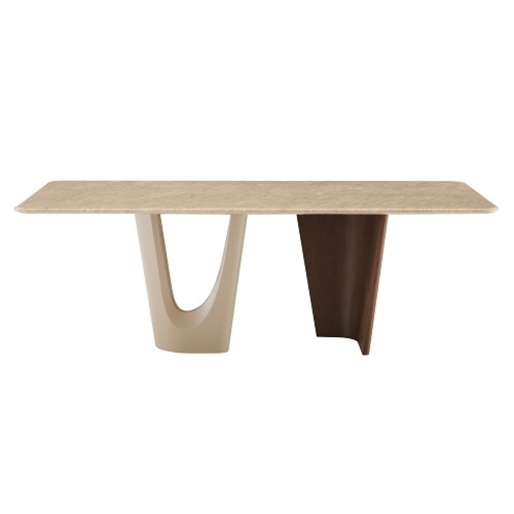VIG Furniture Modrest Brianna - Contemporary Marble and Cream/Walnut Dining Table VGCS-DT-21076 VGCS-DT-21076