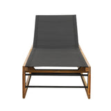 Noble House Emile Outdoor Mesh and Wood Adjustable Chaise Lounge, Black and Teak