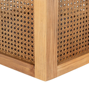 Danez Cane Dining Table Faux White & Black Marble Top / Natural Base Wood DTB2100A-2BX