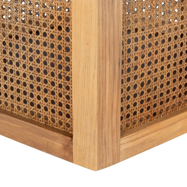 Danez Cane Dining Table Faux White & Black Marble Top / Natural Base Wood DTB2100A-2BX