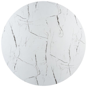 Danez Cane Dining Table Faux White & Black Marble Top / Natural Base Wood DTB2100A-2BX