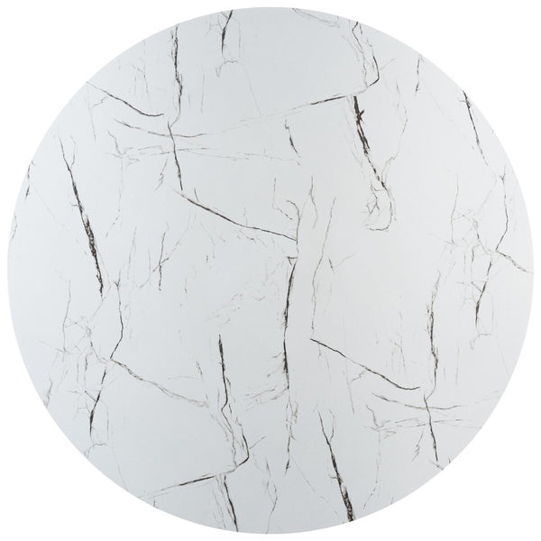 Danez Cane Dining Table Faux White & Black Marble Top / Natural Base Wood DTB2100A-2BX