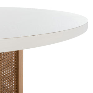 Danez Cane Dining Table White Top / Natural Base Wood DTB2100C-2BX