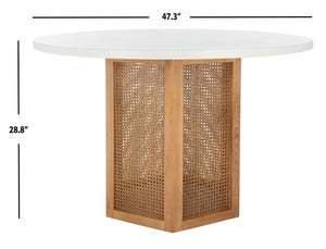 Danez Cane Dining Table White Top / Natural Base Wood DTB2100C-2BX