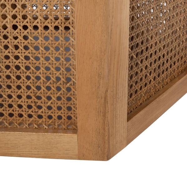 Danez Cane Dining Table White Top / Natural Base Wood DTB2100C-2BX