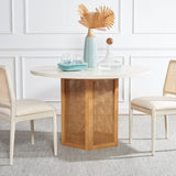 Danez Cane Dining Table White Top / Natural Base Wood DTB2100C-2BX