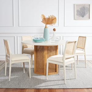 Danez Cane Dining Table White Top / Natural Base Wood DTB2100C-2BX