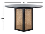 Danez Cane Dining Table Black Top / Light Natural Base Wood DTB2100D-2BX