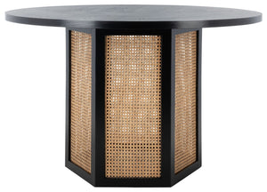 Danez Cane Dining Table Black Top / Light Natural Base Wood DTB2100D-2BX