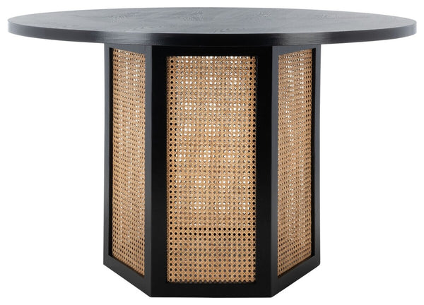 Danez Cane Dining Table Black Top / Light Natural Base Wood DTB2100D-2BX