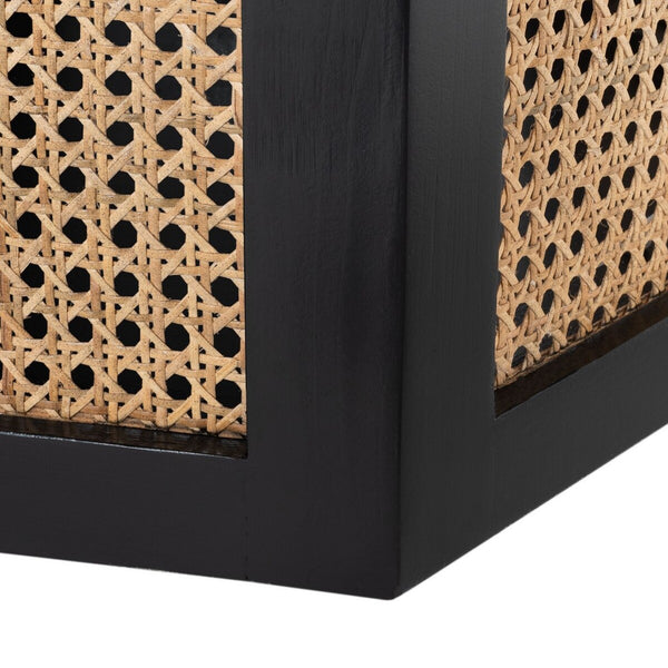 Danez Cane Dining Table Black Top / Light Natural Base Wood DTB2100D-2BX