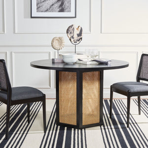 Danez Cane Dining Table Black Top / Light Natural Base Wood DTB2100D-2BX