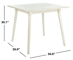 Safavieh Simone Square Dining Table Antique White Wood DTB9200C 889048625150