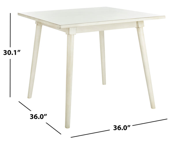 Safavieh Simone Square Dining Table Antique White Wood DTB9200C 889048625150