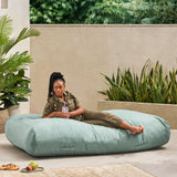 Curaçao Outdoor Water Resistant 6'x3' Lounger Bean Bag, Teal Noble House