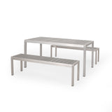 Cape Coral Outdoor Modern Aluminum Picnic Dining Set with Dining Benches
