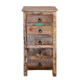 Noble House Swint Boho Handmade Reclaimed Wood 5 Drawer Chest, Multicolored and Natural