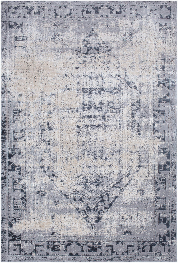 Durham DUR-1009 Traditional Polypropylene, Acrylic Rug DUR1009-912 Medium Gray, Charcoal, Ink, Khaki, Beige 85% Polypropylene, 15% Acrylic 9' x 12'