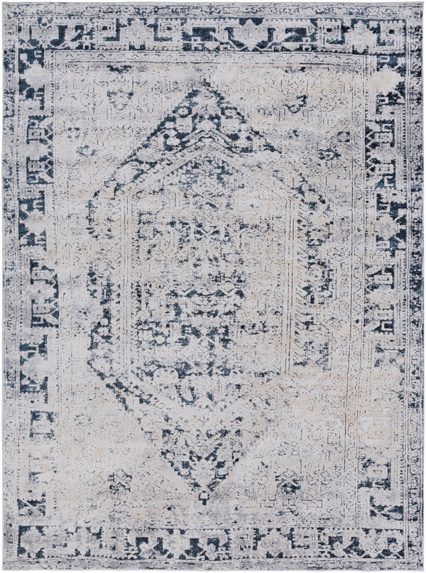 Durham DUR-1009 Traditional Polypropylene, Acrylic Rug DUR1009-710103 Medium Gray, Charcoal, Ink, Khaki, Beige 85% Polypropylene, 15% Acrylic 7'10" x 10'2"