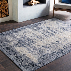 Durham DUR-1009 Traditional Polypropylene, Acrylic Rug DUR1009-912 Medium Gray, Charcoal, Ink, Khaki, Beige 85% Polypropylene, 15% Acrylic 9' x 12'