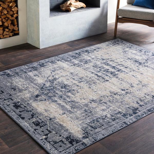 Durham DUR-1009 Traditional Polypropylene, Acrylic Rug DUR1009-912 Medium Gray, Charcoal, Ink, Khaki, Beige 85% Polypropylene, 15% Acrylic 9' x 12'
