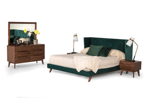 VIG Furniture Eastern King Nova Domus Durango Modern Green Fabric & Walnut Bed VGMABR-83-EK