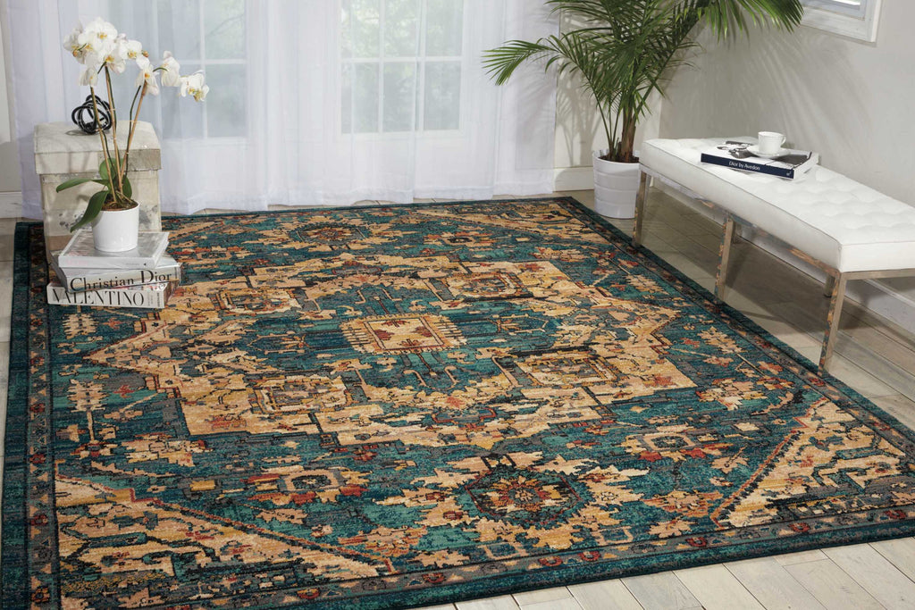 Nourison Nourison 2020 NR206 Persian Machine Made Loomed Indoor Area Rug Teal 5'3" x 7'5" 99446363350