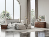 Modrest Dustin - Modern Grey Fabric & Walnut Trimmed Q Bedroom Set