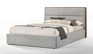VIG Furniture Modrest Dustin - Eastern King Modern Grey Fabric & Walnut Trimmed Bed VGMABR-99-BED-EK