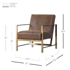 Francis Elegant Leatherette Arm Chair - Modern Design with Brushed Gold Frame, Fully Assembled!