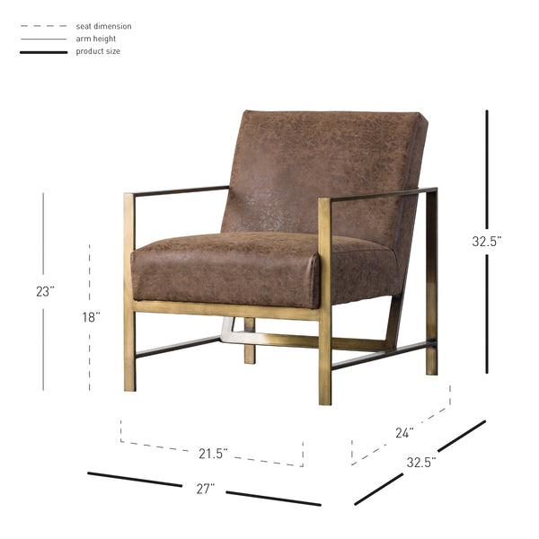 Francis Elegant Leatherette Arm Chair - Modern Design with Brushed Gold Frame, Fully Assembled!