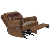 Porter Designs Hunter Wildlife Pattern Reversible to Leather-Look Transitional Recliner Brown 03-33C-11-8020N